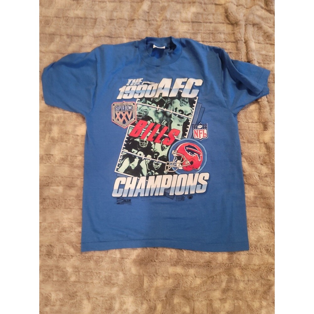 Vintage 1990s Buffalo Bills Champions Football NFL Blue Single Stitch Sports Tee